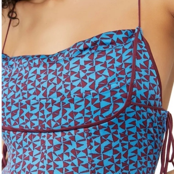 NWT Free People Kai Printed Strappy Mini Dress in Blue Combo - Picture 2 of 9